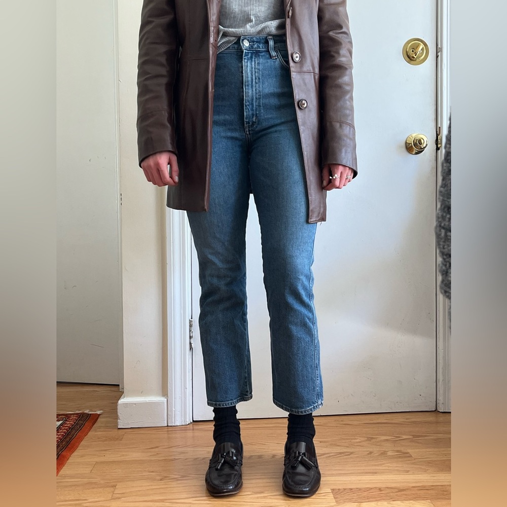 A Golde pinch waist high rise kick jean